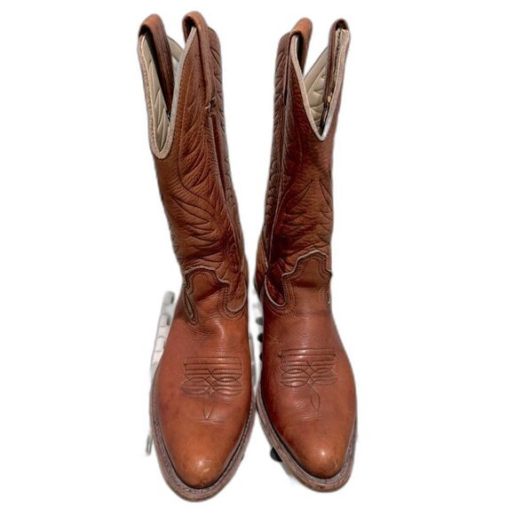 Dexter Women Boots Western Cowboy Sz 8.5 Cognac Brown Mid Calf Unisex Men 6 - Picture 2 of 11